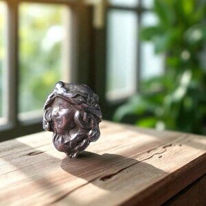 Aurora Ring, White Copper Hand Cast Portrait Ring, Size 9.5